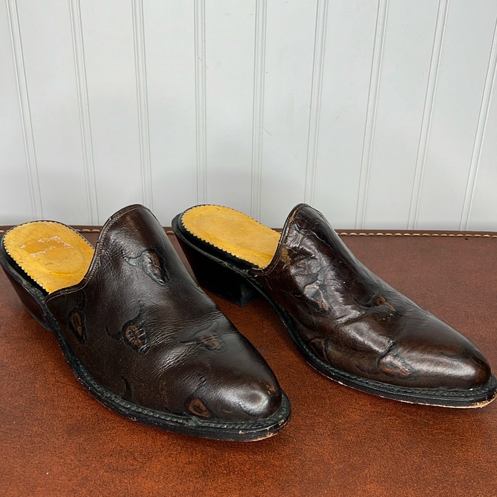 Brown Leather Women's Mule Clogs - Classic Slip-On